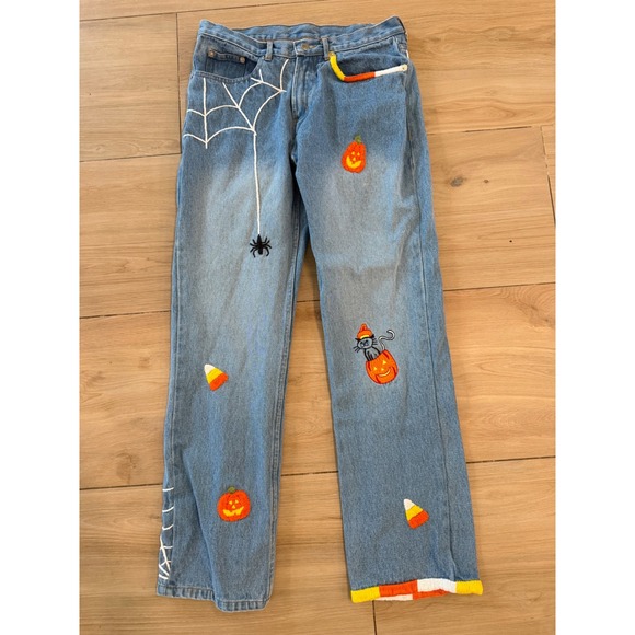 Bellepointe Denim - Vintage Straight Leg Women’s Jeans with Halloween Embroidery